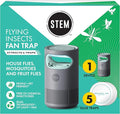 STEM Flying Insect Fan Trap for Indoor Bug Control Attracts Mosquitoes Fruit Flies and House Flies Plug-in Fan with UV Light Starter Kit Includes 1 Device and 5 Glue Traps