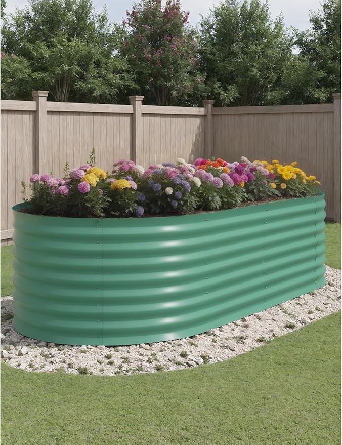 8x4x2ft Galvanized Raised Garden Bed Durable Outdoor Planter Box Spacious Raised Bed Ideal for Growing Vegetables Fruits and Flowers Easy Assembly Green
