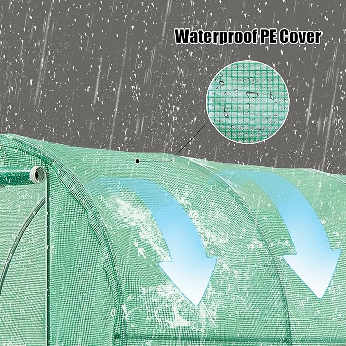 10×7×7 FT Greenhouses for Outdoors Heavy Duty Large Walk in Green Houses for Outside with 6 Ventilated Mesh Windows &amp Roll-up Door &amp Reinforced Frame