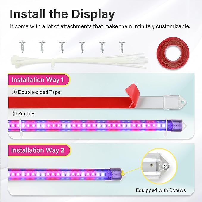 iPower 60W LED Plant Grow Light Strips Full Spectrum for Indoor Plants with Auto ON/Off 3/9/12H Timer 10 Dimmable Levels 48 LEDs Per Tude for Hydroponics Succulent 4 Tubes Red&ampBlue