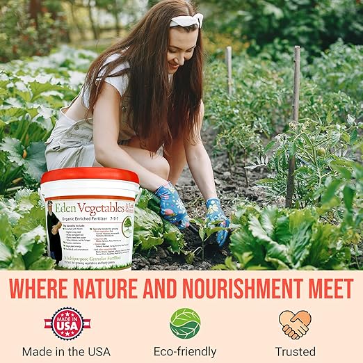 Eden Vegetables &amp Leafy Greens Organic Enriched Fertilizer - Neem Plant Food 7-7-7 Enriched Formula for Perfect Nitrogen Phosphorous &amp Potassium Balance (5 lbs)