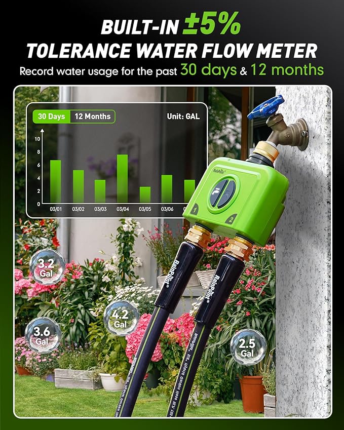 RAINPOINT WiFi Water Timer for Garden Hose 2 Zone WiFi Sprinkler Controller Smart Hose Timer Valve Automatic Drip Irrigation System/Rain Delay for Garden (Brass Inlet &amp Outlet Ethernet Gateway