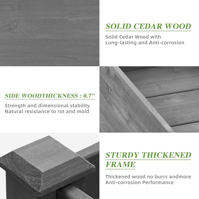 Raised Garden Bed with Legs Elevated Wooden Planter Box for Outdoor Plants WV490