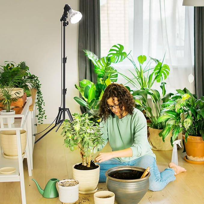 SANSI Grow Lights for Indoor Plants 4 Dimmable Levels 30W Full Spectrum Plant Lights for Indoor Growing Tripod Stand Adjustable 30-55 Plant Grow Light with Remote Control Auto Timer
