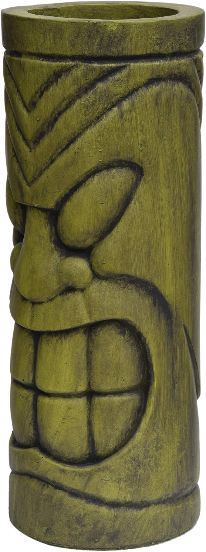 Stone Statue Urn Planter Decorative Face Plant Pot Antique Green