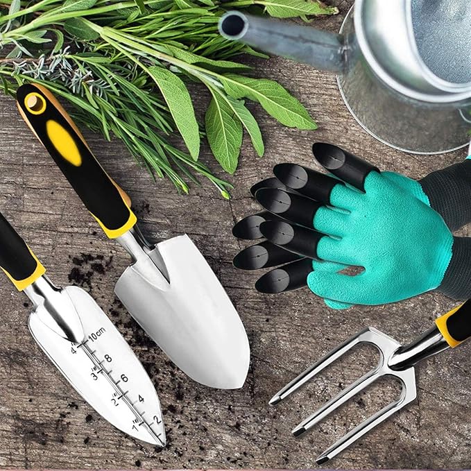 Gardening Tools Set Garden Tool Set 4PCS of Rust-resistant Stainless Steel Heavy-duty Gardening Kit Including Hand Shovel Pipette Shovel and Cultivator Hand Rake With Soft Rubber Non-slip Ergonomi