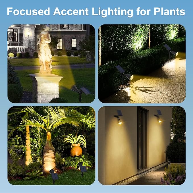 Solar Spot Lights Outdoor 4 Modes/8 Pack Solar Spotlights Waterproof 180° Adjustable Powered Landscape Lights Outdoor Solar Lights for Yard Garden Pathway Flag Tree Wall Statue Warm White