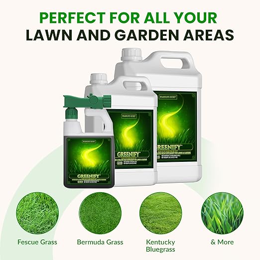 Humboldts Secret Greenify | 12-0-0 Nitrogen &amp 6% Iron Liquid Lawn Fertilizer | Concentrated Fertilizer Spray - Liquid Nitrogen Fertilizer - Chelated Iron Fertilizer Liquid Iron for Lawn | 32 oz