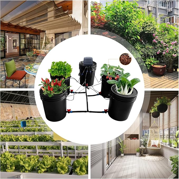 Hydroponics Growing System Kit5 Gallon Auto Watering SystemDeep Water CultureRecirculating Dripfor Indoor PlantsGrow Tents