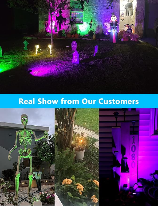OurLeeme Lawn Flood Light Stake 2-in-1 Waterproof Outdoor Remote controlle Landscape Lighting Spotlight Wall Light for Yard Garden Driveway Pathway Pool (4 Pack)