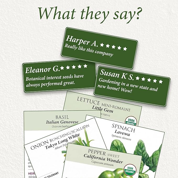 Botanical Interests: Cool Season Garden Seed Bundle - 8 Individual Seed Packets: Non-GMO Frost-Tolerant Vegetable &amp Flower Seeds: Grow Leafy Greens &amp Hardy Crops