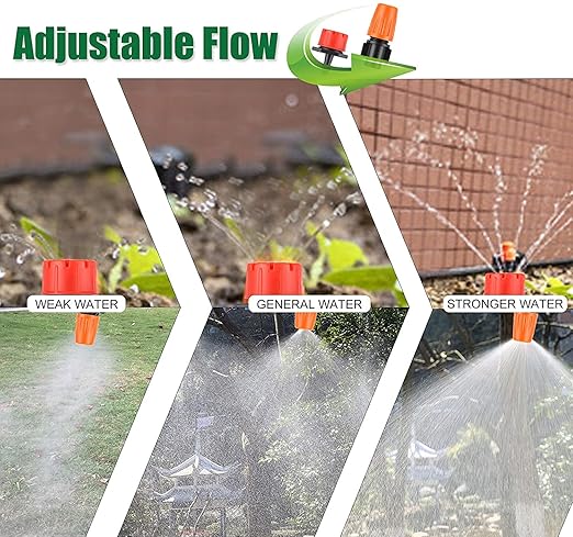 Garden Automatic Irrigation System 164FT 200 Pack Drip Irrigation Kit 1/4 Blank Distribution Tubing Watering Drip Kit Automatic Irrigation Equipment for GardenPatioGreenhouse Flower BedLawn