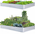 Galvanized Raised Garden Beds for Vegetables Large Metal Planter Box Steel Kit Flower Herb (8 x 4 x 1 ft * 2 Pack Galvanized)