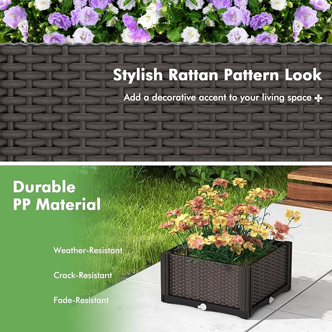 Giantex 4 Pcs Raised Garden Bed Elevated Planter Box Kit W/ 16 Legs 4 Planter Boxes Self-Watering System Drainage Holes Indoor &amp Outdoor Vegetable Fruit Flower Herb Growing Box