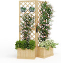 Planter Box with Trellis- 41x10x65 Freestanding 2-Panel Garden Divider with Raised Bed &amp Drain Holes | Privacy Planters for Patio Deck Backyard | Planter with Trellis for Climbing Plants