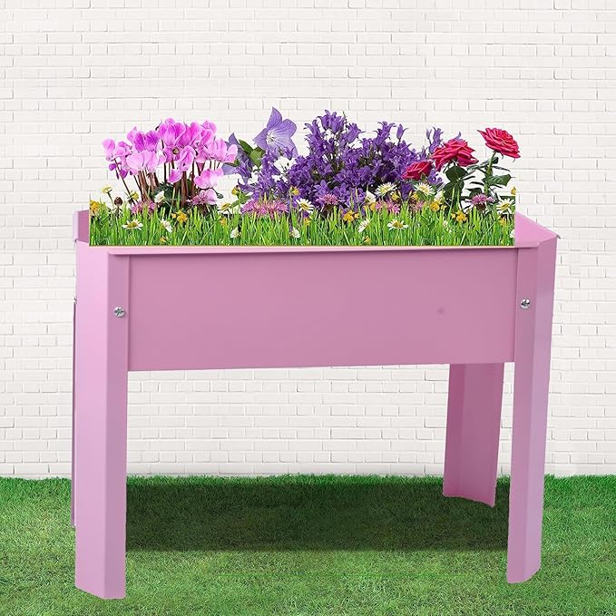 Galvanized Raised Garden Bed 24x10.5x17.5 Inch 2pcs Elevated Metal Planter Box with Legs for Vegetable Flower Herb Outdoors Backyard Patio Balcony 2pcs Pink