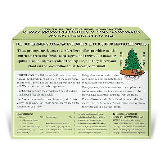 The Old Farmer's Almanac Evergreen Tree &amp Shrub Fertilizer Spikes 10-4-10 (24 Spikes - 6.0 Lbs)
