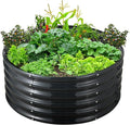 FORTUNO 17 Tall 3 FT Round Galvanized Raised Garden Bed Box Metal Outdoor High Flower Bed Steel Patio Ground Planter for Planting Vegetables and Herb Dark Grey