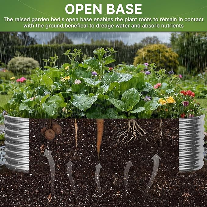 2 PCS Tall 8x4x1.5ft Galvanized Raised Garden Bed Outdoor Metal Garden Bed for Vegetables Above Ground Garden Box for Flower Steel Raised Beds for Gardening