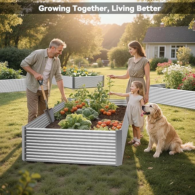 2 Pack Tall 6x3x1.5FT Raised Beds for Gardening Corrugated Galvanized Steel Raised Garden Bed Outdoor Metal Above Ground Garden Bed for Vegetables and Flowers(Rectangular)