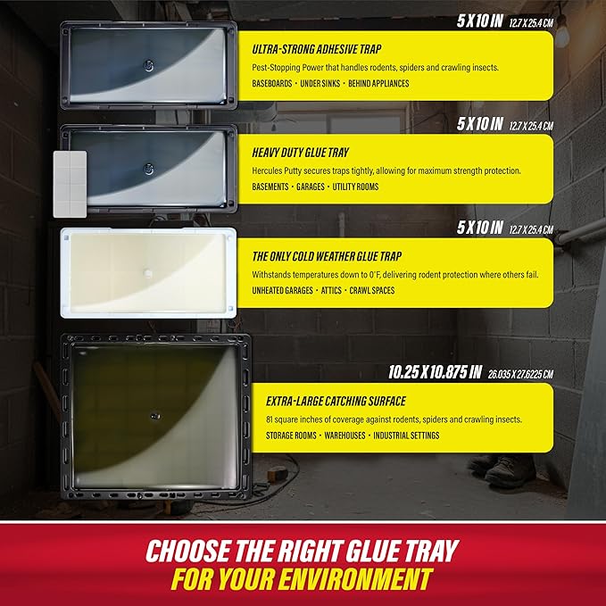 Catchmaster Rat Snake and Mouse Traps 10Pk Large Bulk Glue Rat Traps for Home Adhesive Plastic Tray for Inside House Snake Mice &amp Spider Catcher Pest Control for House &amp Garage