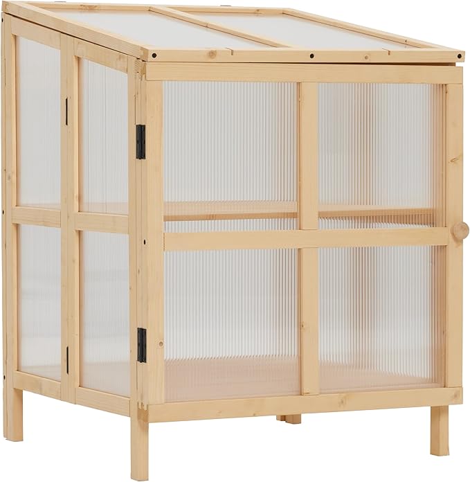 2 Tier Foldable Cold e Greenhouse Portable Wooden Greenhouse GCold e Raised Planter Box with Shelves