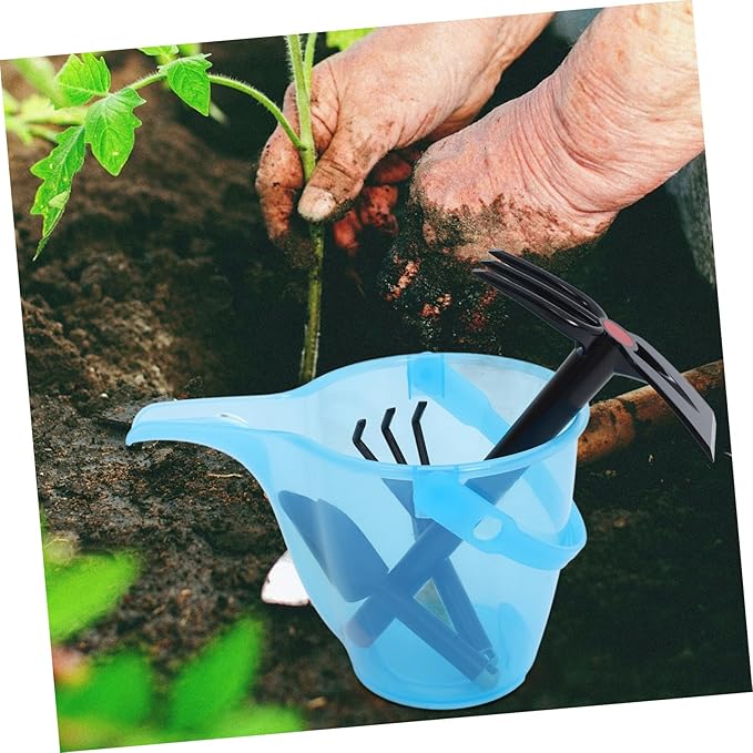 Garden Tool Set with Bucket Plastic Shovel and Soil Fork Lightweight Ergonomic Gardening for Beach Home Garden and Weeding Activities