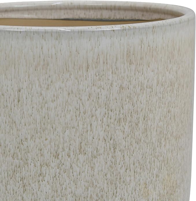 Accent Planter Set of 2 White Gray Ceramic Smooth Glossy Texture