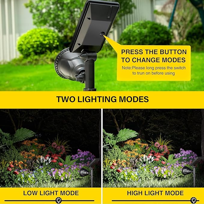 ROSHWEY Solar Outdoor Lights Waterproof Solar Yard Lights 600LM Spot Light Outdoor for Tree Pathway Walkway Driveway Patio (Cool White 4Pack)
