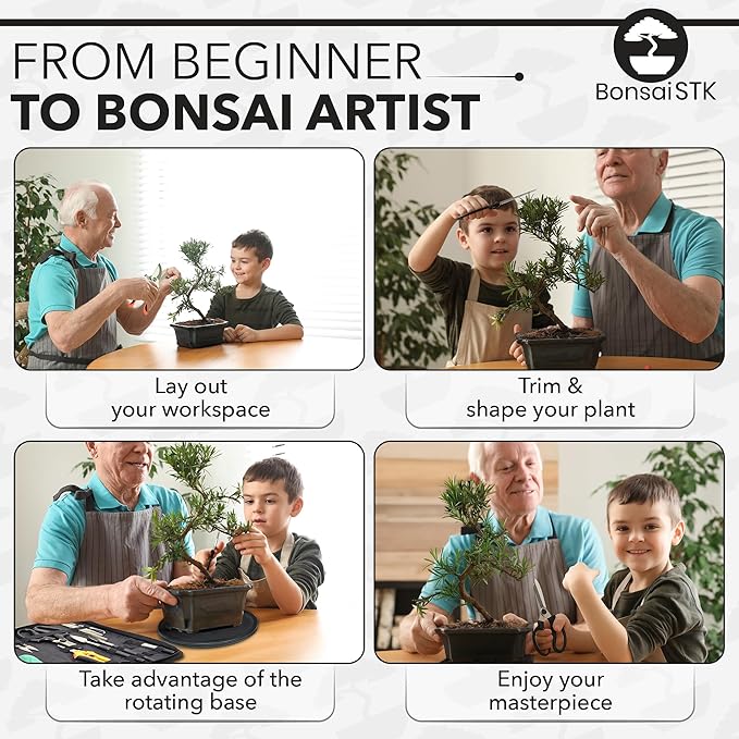 Bonsai Toolkit - Mini Garden Tools Bonsai Wire Kit Repotting Mat for Indoor Plants Bonsai Tools Succulent Tools Bonsai Tree Kit Tools for Beginners Bonsai Turntable Transplanting Tool