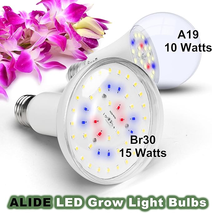 Full Spectrum BR30 Led Plant Grow Light Bulbs 15W 2000lmE26 BR30 Floodlight Sun Plant Growing Lamp200 Watt EquivalentBalanced Spectrum 5000K Red Blue for Seeds GreensIndore Garden Hydroponic2pcs