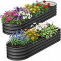 2 Pcs Oval Raised Garden Bed 4.5 * 2 * 1.5FT Galvanized Metal Planter Boxes with Open Base for Gardening Raised Bed Planter for Vegetables Flowers Dark Grey
