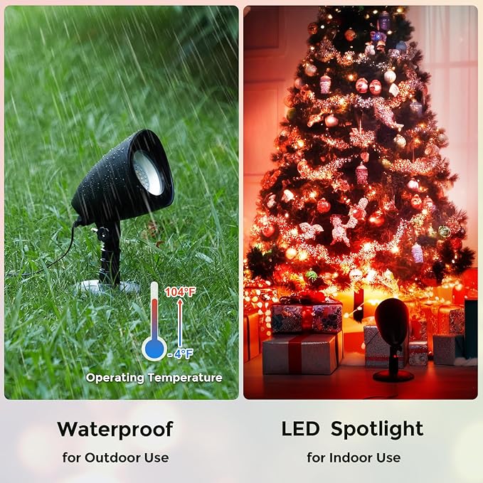 SURAIELEC LED Spotlight Remote Control Spot Lights Outdoor Indoor Plant Uplighting with Base Landscape Light for Yard Trees Holiday Decor Red Green Yellow Warm Glow Waterproof 10FT Cord
