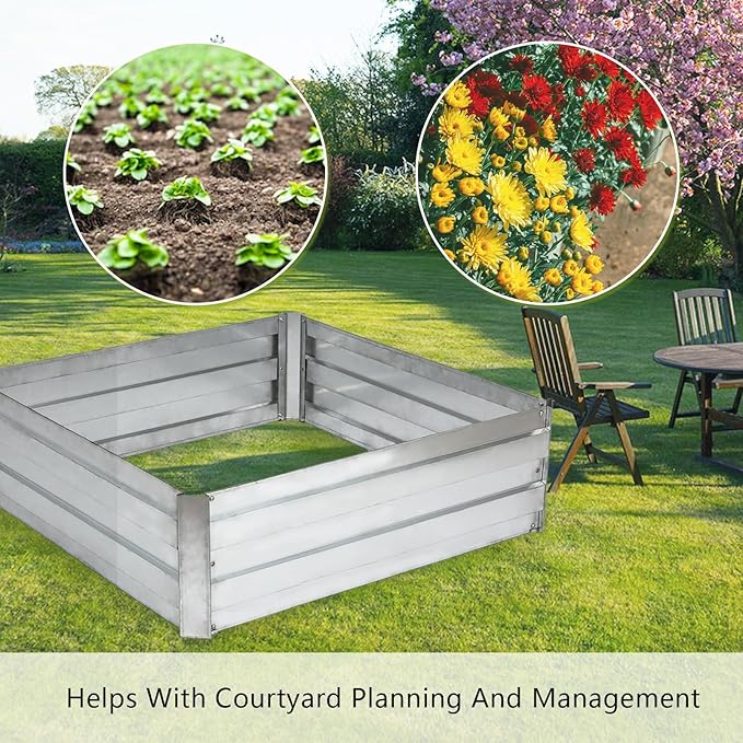 Raised Garden BedGalvanized Raised Beds for Gardening3ft x 3ft Outdoor Metal Raised Bed Planter Boxes Kit for VegetablesFlowers Herbs