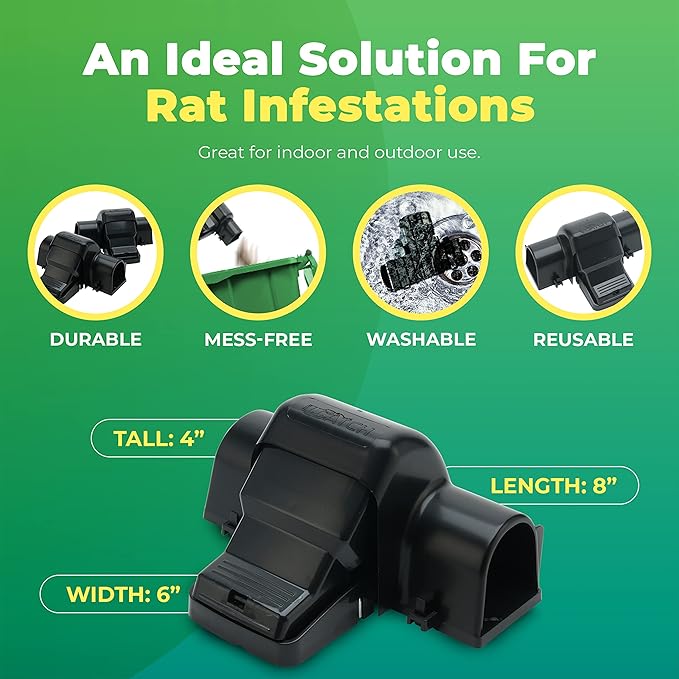 Rat Traps Indoor and Outdoor - 4 Pack Dual-Entry Large Rat Trap Outdoor and Indoor for Home Garden and Restaurant with 99.9% Trap Rate | Easy to Use Rodent Traps with Safe Hands Free Design - UCatch