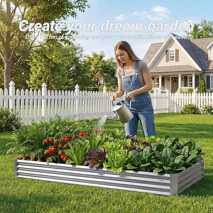 2Packs 6X2X1 FT Galvanized Raised Garden Beds Outdoor Planter Raised Beds for Gardening Vegetables Flowers Large Metal Garden Box Deep Plant Flower pots Outdoor