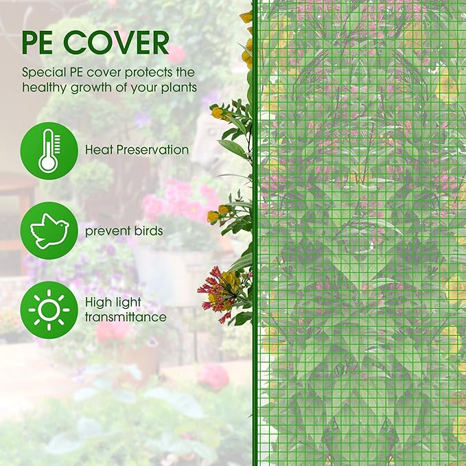 Onelike 32'' x 16'' x 55.5'' Plastic Raised Garden Bed with Greenhouse Cover and Trellis Vertical Tomato Planters for Climbing Plants Self Watering System Tomatoes Cage for Patio Medium