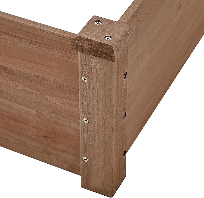 Topeakmart 92.5 x 47.5 x 10in Horticulture Raised Garden Bed 8×4ft Wooden Planting Box in Garden Backyard/Outdoor Use Brown