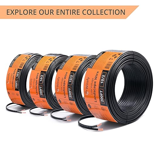 Wirefy 10/2 Low Voltage Landscape Wire 200 ft | Low Voltage Landscape Lighting Wire | Pure Copper | Outdoor Direct Burial | 10-Gauge 2-Conductor 200 Feet