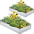 Galvanized Raised Garden Bed 2pcs Pack - Metal Raised Bed Garden Kit 4'x8'x1' for Flower Planters Vegetables Herb