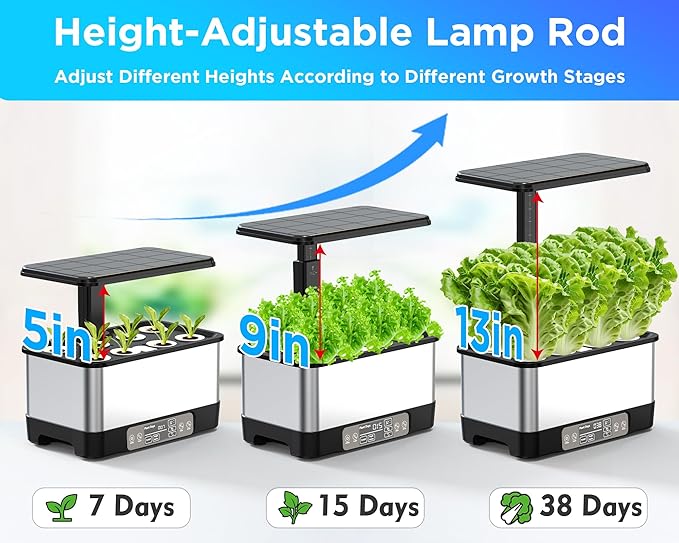 Hydroponics Growing System Indoor Garden Smart Indoor Herb Garden with Grow Light in Door Gardening System 8 Pods APP &amp WiFi Control Auto Timer Quiet Pump Stainless Gift for Women Mom Blac