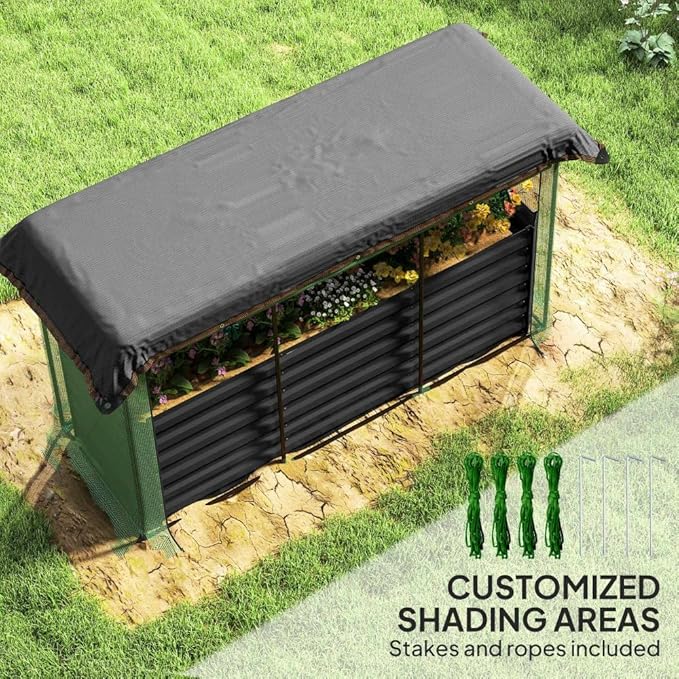 Heavy-Duty Galvanized Steel Raised Garden Bed Kit with Assembly Tools Sturdy Planter Box for Vegetables Flowers and Herbs (Dark Green + HDPE + Steel)