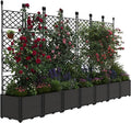 Garvee 7 PCS Plastic Plant with Metal Trellis Raised Garden Bed with Trellis Planter for Climbing Plant Outdoor Raised Box Privacy Screen for Patio Balcony Planter for Backyard Patio