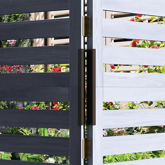 Outsunny Freestanding Outdoor Privacy Screen 4 Self-Draining Planters/Raised Garden Beds 3 Hinged Panels for Hot Tub Patio Backyard Deck Gray