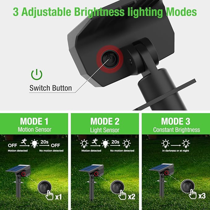 [ 8 Pack/56 LED ] Solar Lights Outdoor Motion Sensor Spot Landscape Lighting with 3 Modes Waterproof Spotlights Dusk to Dawn for Outside Yard Tree Garden Pathway Sidewalk Driveway Cool White