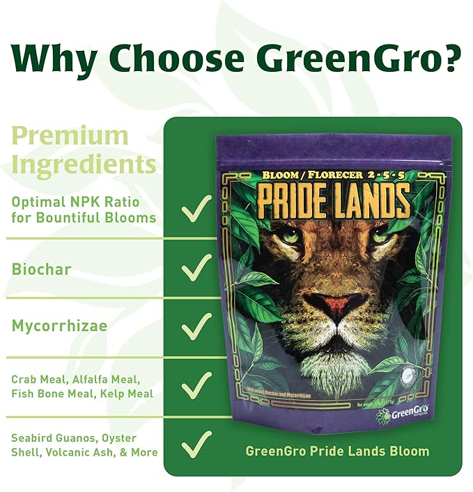 Pride Lands Premium Organic Bloom Fertilizer with NO Fillers Bigger Buds and Flowers Brighter Plants with Our Complete Bloom Nutrients Recharge Soil and Boost Growth with Optimal Blend of NPK 5 lb