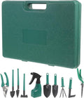 Garden Tool Set with Rake and Heavy Duty Shovels 10pcs Portable Gardening Tools for Planting and Pruning Includes Carrying Case for Lawn and Garden Maintenance