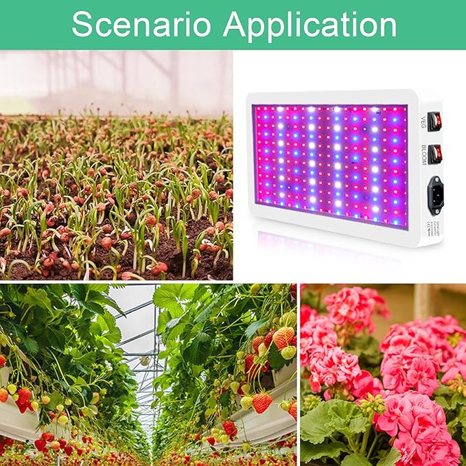 Luqeeg LED Grow Light Full Spectrum Grow Lights 2000W Plants Veg Flower Growing Lamps Board with 3 Gears with Double Switch for Seedlings Succulents Indoor Cultivation Veg and Flower(US)