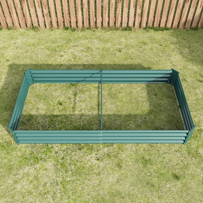 7.6x3.7x0.98FT Metal Raised Bed for Outdoor Flower Planters Vegetables Herb Galvanized Raised Garden Bed Kit Rectangular Large Metal Deep Root Planters with An Open Bottom (Green with 8x4x1ft)