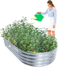 Galvanized Garden Bed Outdoor Raised Garden Bed for Vegetables Flowers and Herbs Planting Boxes Metal Planter Boxes Large Galvanized Steel Raised Bed Kit 6x3x1ft Planter Raised Beds Oval